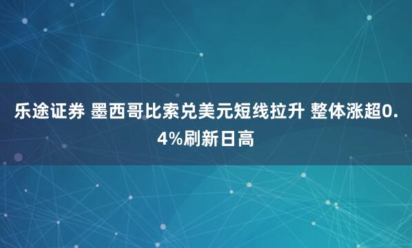乐途证券 墨西哥比索兑美元短线拉升 整体涨超0.4%刷新日高