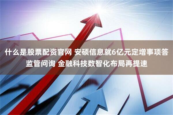 什么是股票配资官网 安硕信息就6亿元定增事项答监管问询 金融科技数智化布局再提速